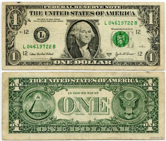 США. 1 доллар (образца 2003 года, 2003A, L, Калифорния, P515b)