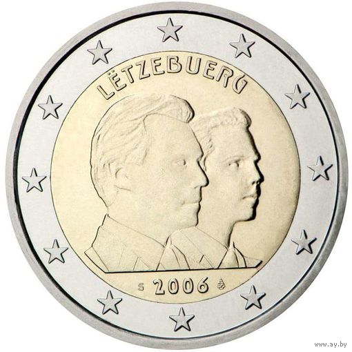 2 Евро Люксембург 2006  25 лет со дня рождения наследного Великого Герцога Люксембурга Гийома UNC из ролла