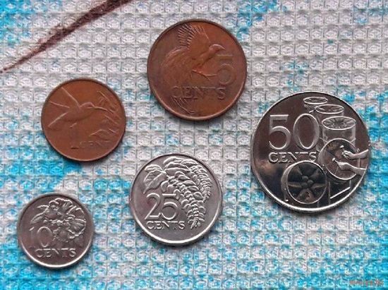 Тринидад и Тобаго набор монет 1, 5, 10, 25, 50 центов. UNC.