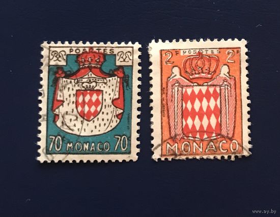 Монако 1954 год Стандарт Герб Серия 2 марки Mi:480,483 Гашеные