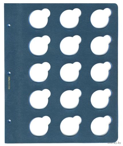 Лист для монет в капсулах (синий). Диаметр ячейки - 37 мм. /976662/