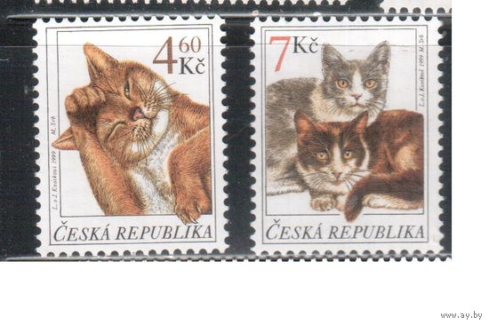 Чехия-1999,(Мих.204,206)  **  , Фауна, Кошки