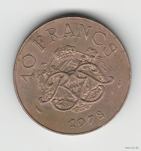 Монако 10 франков 1978 года. Состояние XF+!