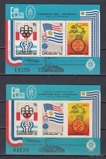 Спорт. Футбол. Уругвай. 1975. 2 блока с/з и б/з. Michel N бл28 (44,0 е)
