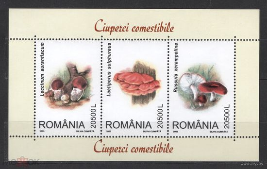 Румыния  2003. Грибы. Подосиновик, трутовик, сыроежка MNH