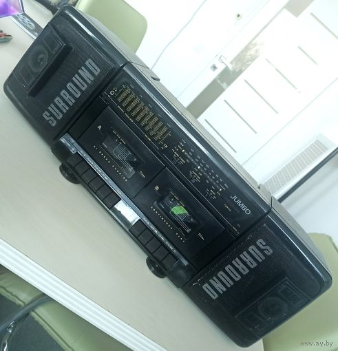 Jumbo MCR-260E. Двухкассетный магнитофон. Магнитола с радио. Бумбокс геттобластер