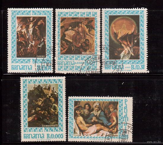Панама-1967(Мих.966-971) ,  гаш., 5 марок,  Живопись, Религия