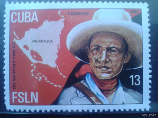 Куба 1981 Никарагуа, карта, нац. фронт одиночка