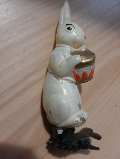 Ёлочная игрушка Заяц с баробаном (СССР)