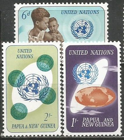 Папуа Новая Гвинея. 20 лет ООН. 1965г. Mi#80-82. Серия.