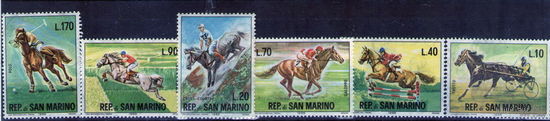 Конные виды спорта  Сан-Марино 1968 год - полная серия без наклеек ** Лошади Фауна