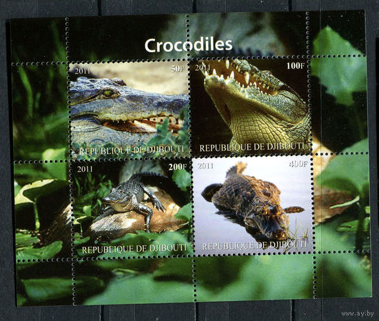 Джибути - 2011 - Крокодилы - 1 блок. MNH.  (LOT X48)