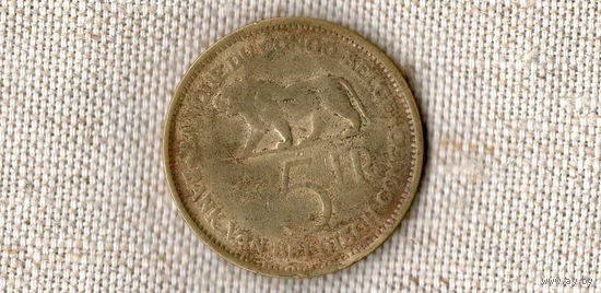 Бельгийское Конго 5 франков 1936 /фауна/Лев/Редкая/(ON)
