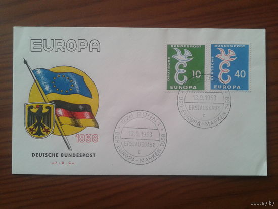 Германия 1958 КПД Европа, герб, флаги Mi-12,0 евро