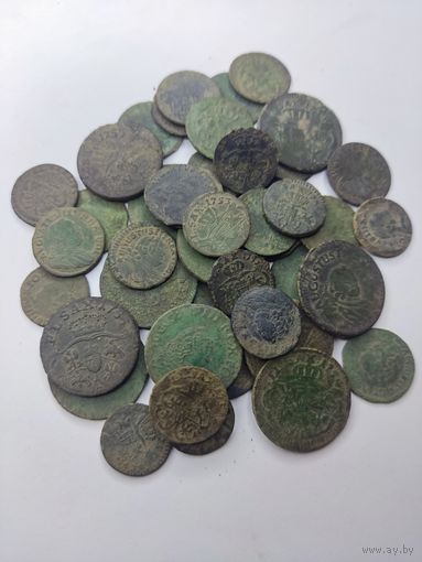Сборный лот монет Августа III, 40+шт