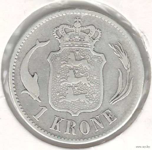 Дания 1 крона 1875 года. Серебро. Нечастая!