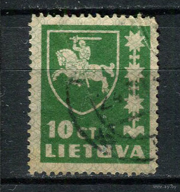 Литва - 1937 - Герб 10C - (с повреждением) - [Mi.413] - 1 марка. Гашеная.  (Лот 83BS)
