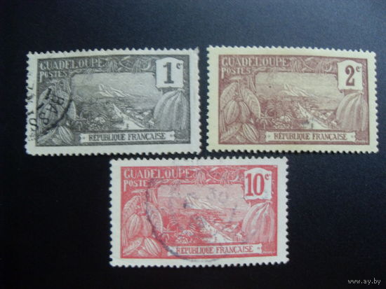 Франция. Французские колонии (Гваделупа) 1905 Mi:GP 52, 53, 56 горы