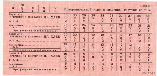 СССР, карта на хлеб, 1969 г., Гознак