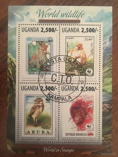 Уганда 2013. Фауна. Марка в марке (блок)