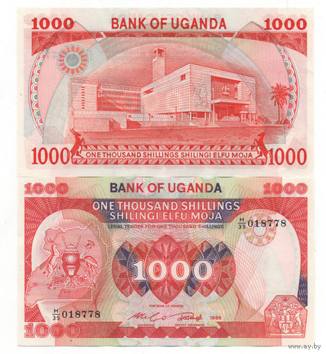 Уганда 1000 шиллингов образца 1986 года UNC p26