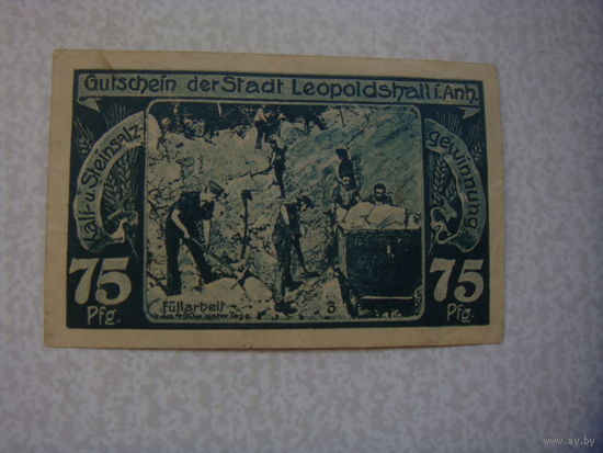 Германия  75 пфенингов нотгельд 1921 г.