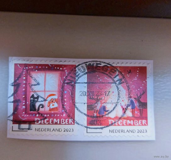 Нидерланды 2023. Декабрьские марки. Новый год. Рождество (2 марки из серии)