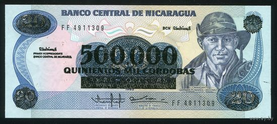 Никарагуа 500000 кордоба 1990 г. P163. Серия FF. UNC