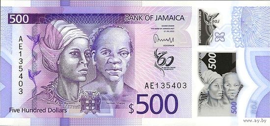 Ямайка 500 долларов образца 2022 года UNC pw98