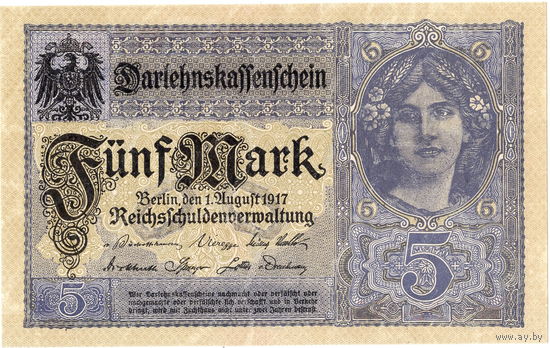 Германия, 5 марок, 1917 г. *