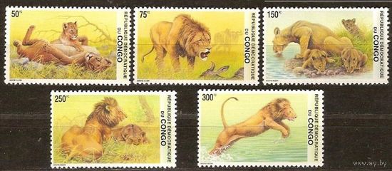 2002 Конго Киншаса 1703-1707 Кошки - Львы 12,00 евро