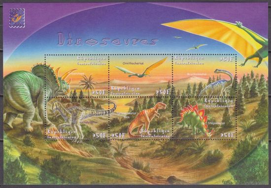 2001 Центральноафриканская Республика 2809-2814KL Динозавры 10,00 евро