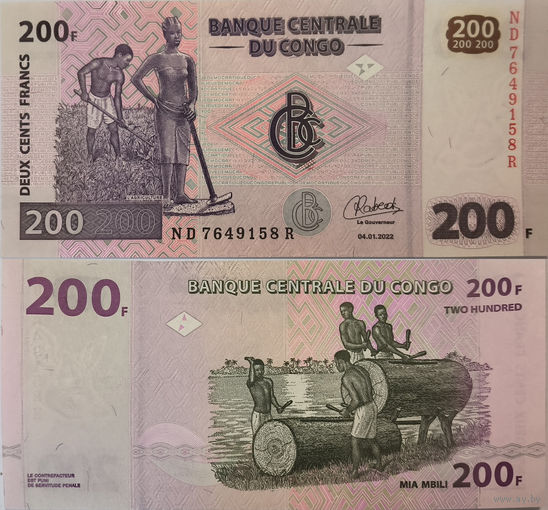 Конго 100 Франков 2022 UNC П1-500