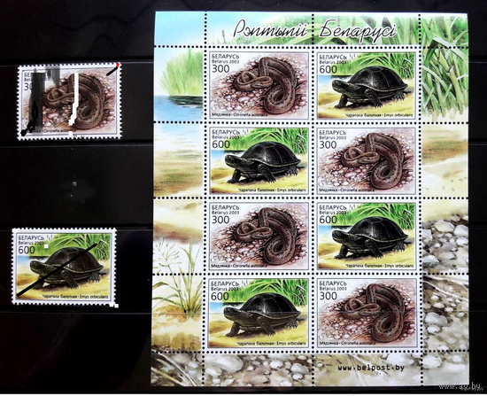 2003 Беларусь малый лист фауна рептилии  MNH**