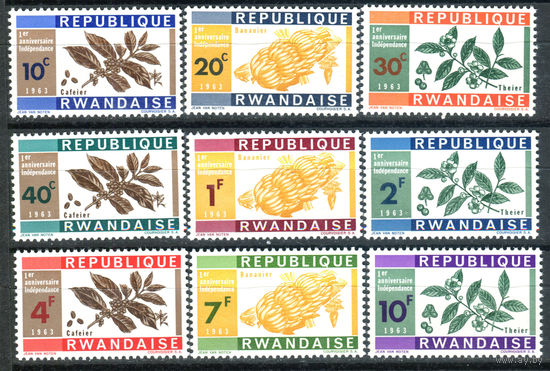 Руанда - 1963г. - Первая годовщина Независимости. Флора. - полная серия, MNH [Mi 27-35] - 9 марок