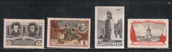 СССР-1955, (Заг.1718-1721) * ( без клея) , СССР-Польша, Пушкин