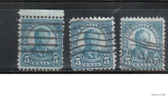 США-1922, (Мих.267 A+С+F), гаш.    , Стандарт, Личности, Президенты , Рузвельт-различ. зубцовки