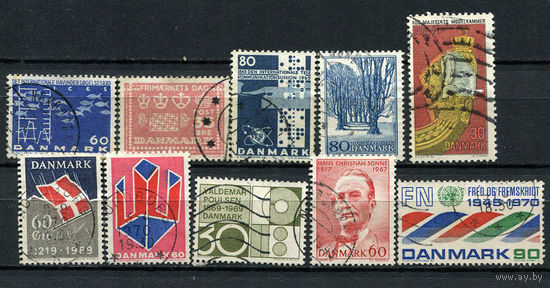 Дания - 1964-1967, 1969, 1970 - Полные серии [Mi. 423, 424, 431, 443, 464, 481, 486, 487, 496, 505] - 10 марок. Гашеные.