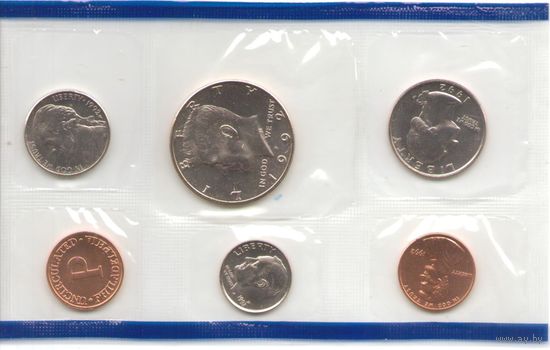 Годовой набор монет США 1992 г. двор P (1; 5; 10; 25; 50 центов + жетон) _UNC