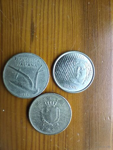 Мальта 10 центов 1998, Бразилия 10 центов 1997, Италия 10 лир 1954-17