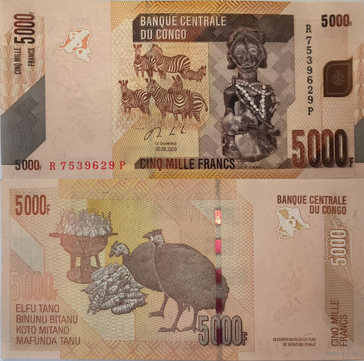 Конго 5000 Франков 2020 UNC П1-496