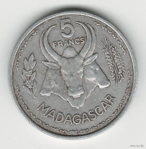 Мадагаскар 5 франков 1953 года. Нечастая!