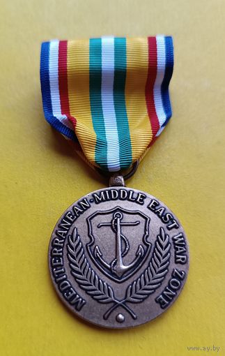 CША.Медаль торгового флота в зоне боевых действий Средиземноморья и Ближнего Востока
