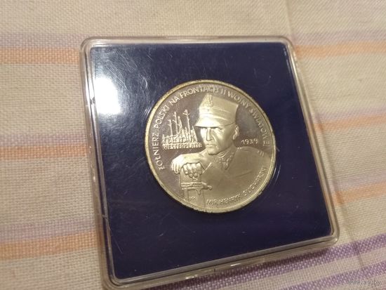 Серебро 0.750! Польша 5000 злотых, 1989 Хенрик Сухарский в Банковской коробке
