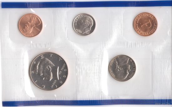 Годовой набор монет США 1999 г. двор Р (1; 5; 10; 50 центов + жетон) _UNC