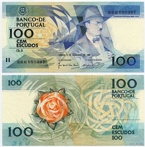 Португалия. 100 эскудо (образца 03.12.1987 года, P179d, подпись 1, UNC)