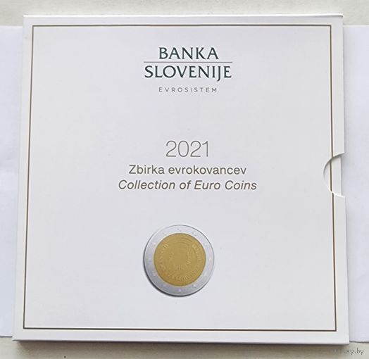 Словения 2021 официальный набор монет евро ( 10 монет, от 1 цент до 2 евро + 3 евро ) BU