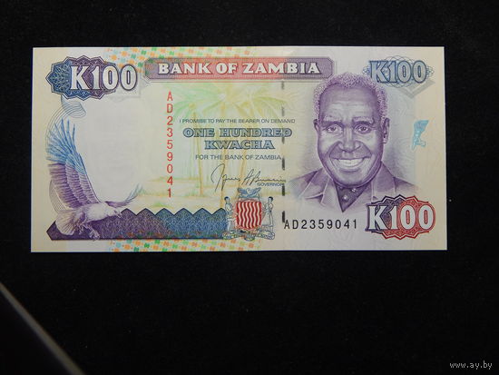 Замбия 100 квача 1991г UNC