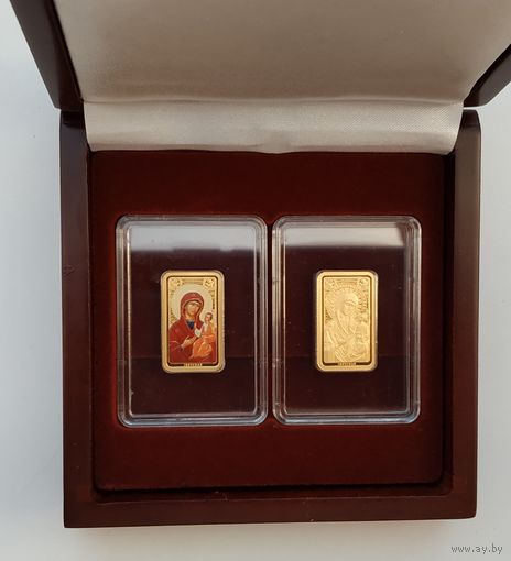 Икона Пресвятой Богородицы Иверская. Подарочный набор из двух золотых монет