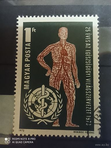 Венгрия 1973 г. 25-я годовщина Всемирной организации здравоохранения. Медицина, полная серия из 1 марки